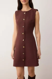 TRENDYOLMiLLA Brown Accessory Detailed Mini Weaving Dress - Image 3