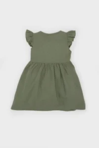 DeFacto Baby Girl Patterned Short Sleeve Flared Poplin Summer Dress - Image 4