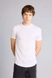 DeFacto Long Muscle Fit Crew Neck Basic Short Sleeve T-Shirt - Image 3