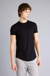 DeFacto Long Muscle Fit Crew Neck Short Sleeve T-Shirt - Image 3