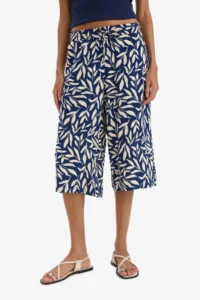 DeFacto High Waist Crop Fit Patterned Viscose Capri