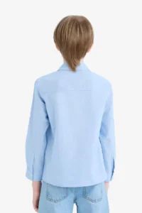 DeFacto Polo Neck Linen Look Long Sleeve Shirt for Boys - Image 6