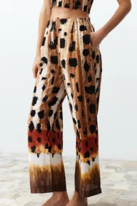 TRENDYOLMiLLA Abstract Patterned Weaving 100% Cotton Blouse Pants Beach Set - Image 5