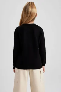 DeFacto Girl's Black Crew Neck Knitwear School Cardigan N8407a623au - Image 5