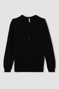 DeFacto Girl's Black Crew Neck Knitwear School Cardigan N8407a623au - Image 6