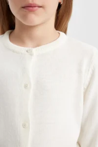 DeFacto Girl's White Crew Neck Knitwear School Cardigan N8407a623au - Image 5
