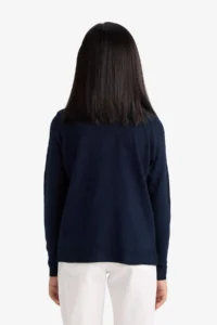 DeFacto Girl's White Crew Neck Knitwear School Cardigan - Image 6