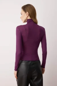 TRENDYOLMİLLA Purple Transparan Dog collar Flexible Normal Size Knitting Blouse - Image 4