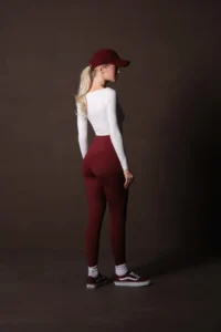 Domoda Burgundy Karioca Stitching Detailed Extra Flexible Women's Leggings with Sporty Detail @amazon - Image 3