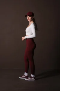 Domoda Burgundy Karioca Stitching Detailed Extra Flexible Women's Leggings with Sporty Detail @amazon - Image 7
