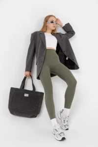 Domoda Extra Flexible Women's Leggings with Mint Karyoka Stitching Detail, Sporty Detail @amazon - Image 4