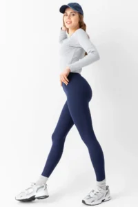 Domoda Navy Blue Karioca Stitching Detailed Extra Flexible Women's Leggings with Sporty Detail @amazon