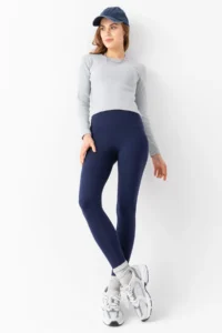 Domoda Navy Blue Karioca Stitching Detailed Extra Flexible Women's Leggings with Sporty Detail @amazon - Image 2