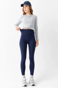 Domoda Navy Blue Karioca Stitching Detailed Extra Flexible Women's Leggings with Sporty Detail @amazon - Image 4