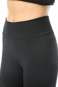 Domoda Black High Waist Short Shorts Sports Ribbed Biker Tights - Image 2