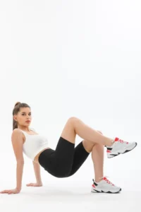 Domoda Black High Waist Short Shorts Sports Ribbed Biker Tights - Image 3