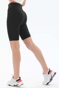 Domoda Black High Waist Short Shorts Sports Ribbed Biker Tights - Image 5