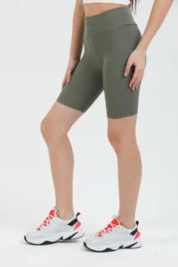 Domoda Mint High Waist Short Shorts Sports Ribbed Biker Tights - Image 2
