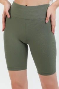Domoda Mint High Waist Short Shorts Sports Ribbed Biker Tights - Image 4