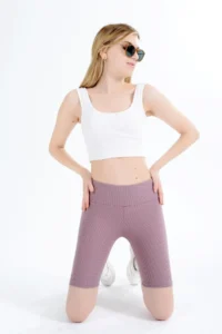 Domoda Powder High Waist Short Shorts Sports Ribbed Biker Tights