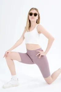 Domoda Powder High Waist Short Shorts Sports Ribbed Biker Tights - Image 2