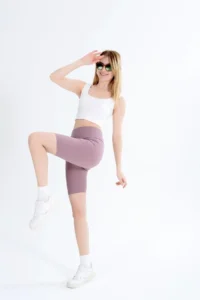 Domoda Powder High Waist Short Shorts Sports Ribbed Biker Tights - Image 5