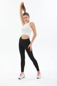 Domoda Black High Waist Knitted Plus Size Tights with Steel Interlock - Image 4