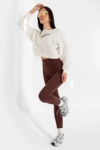 Domoda Brown Extra High Waist Stitched Winter Fleece Push Up Women's Tights @simena - Image 6