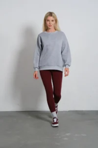 Domoda Claret Red Extra High Waist Gathering Karioca Stitched Winter Fleece Push Up Women's Tights @simena - Image 2