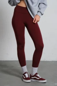 Domoda Claret Red Extra High Waist Gathering Karioca Stitched Winter Fleece Push Up Women's Tights @simena - Image 4