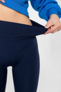 Domoda Navy Blue Extra High Waist Gathering Karioca Stitched Winter Fleece Push Up Women's Tights @simena - Image 3