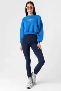 Domoda Navy Blue Extra High Waist Gathering Karioca Stitched Winter Fleece Push Up Women's Tights @simena - Image 4