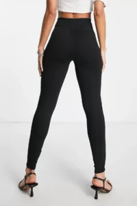 Domoda Black Extra High Waist Elasticated Interlock Knitted Women's Tights @girona - Image 2