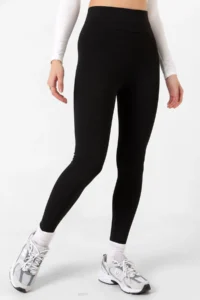 Domoda Black Extra High Waist Elasticated Interlock Knitted Women's Tights @girona - Image 4