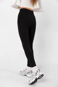Domoda Black Extra High Waist Elasticated Interlock Knitted Women's Tights @girona - Image 6