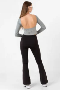 Domoda Black Warm Bootcut Wide Leg Elastic Raised Winter Diver Women's Spanish Trousers - Image 7