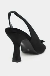 Nisantasi Shoes LILITH Black Velvet Fiyonk Detailed Women Heels Shoes - Image 4