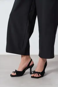 Nisantasi Shoes LILITH Black Velvet Fiyonk Detailed Women Heels Shoes - Image 7