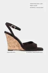 Nisantasi Shoes Luby BROWN GENUINE SUEDE Ankle Tied Women Feta Heels Shoes - Image 2