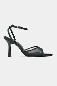 Nisantasi Shoes Rody Black Net Ankle Tie Women Thin Heels Sandals - Image 2