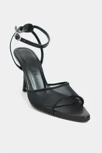 Nisantasi Shoes Rody Black Net Ankle Tie Women Thin Heels Sandals - Image 4