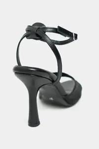 Nisantasi Shoes Rody Black Net Ankle Tie Women Thin Heels Sandals - Image 5