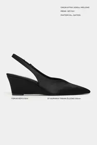 Nisantasi Shoes MELONY Black Satin Arka Bant Detailed Pointed toe Women Heels Shoes - Image 2