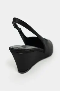 Nisantasi Shoes MELONY Black Satin Arka Bant Detailed Pointed toe Women Heels Shoes - Image 5