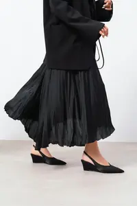 Nisantasi Shoes MELONY Black Satin Arka Bant Detailed Pointed toe Women Heels Shoes - Image 7