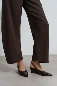 Nisantasi Shoes MELONY COFFEE MATTE Arka Bant Detailed Pointed toe Women Heels Shoes - Image 6