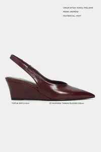 Nisantasi Shoes MELONY Burgundy MATTE Arka Bant Detailed Pointed toe Women Heels Shoes - Image 2