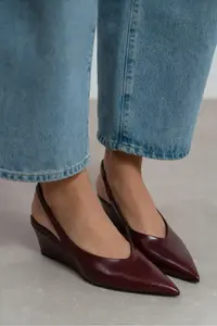 Nisantasi Shoes MELONY Burgundy MATTE Arka Bant Detailed Pointed toe Women Heels Shoes - Image 7