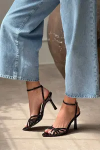 Nisantasi Shoes Mery Black Patent Ankle Strap Women Heels Sandals - Image 7