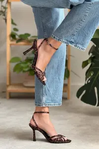 Nisantasi Shoes Mery LEO Satin Ankle Strap Women Heels Sandals - Image 2